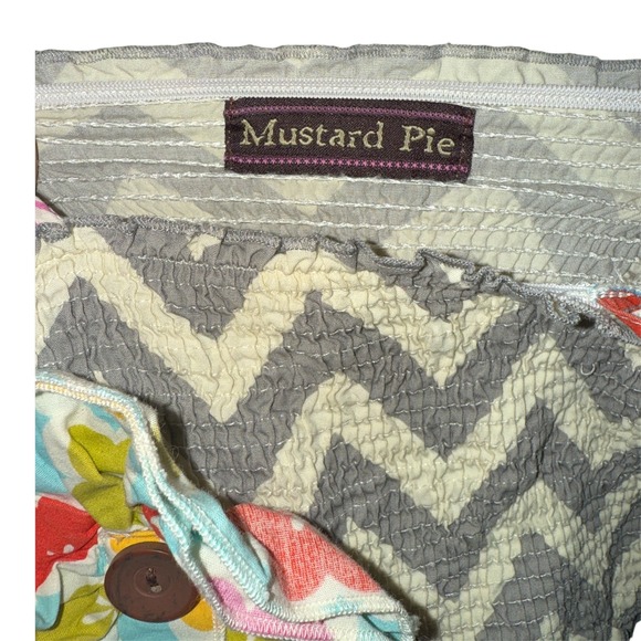 Mustard Pie Girls Size 7 Mixed Print Smocked Chevron Floral Ruffle Dress - Picture 5 of 6